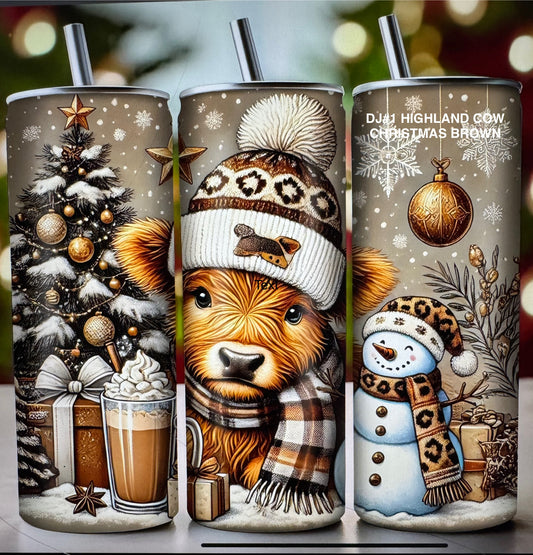 Tumbler DJ#1 HIGHLAND COW BROWN