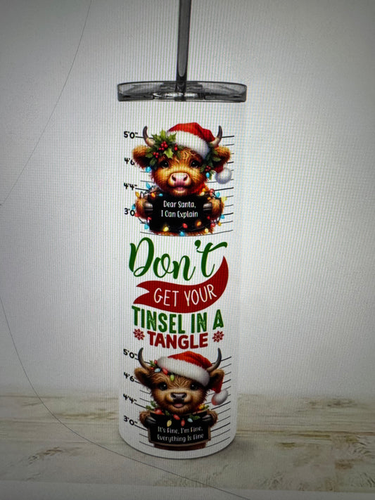 Tumbler DJ#2 HIGHLAND COW CHRISTMAS SWEET BUT SASSY