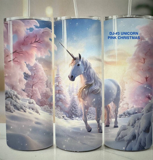 Tumbler DJ#3 UNICORN CHRISTMAS PINK