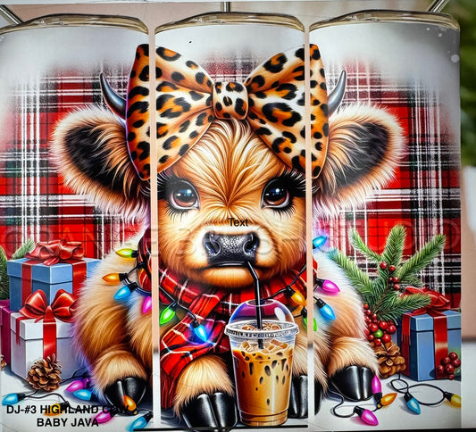 Tumbler DJ#3 HIGHLAND COW BABY JAVA